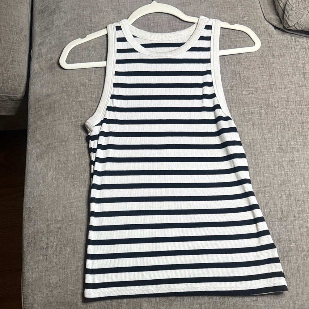 a new day Black and White Striped Tank Top